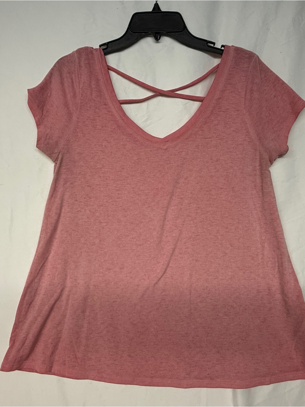 SO Pink Short Sleeve Top with Crisscross Back